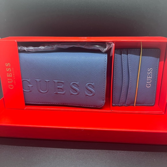 GUESS Blue Wallet and Cardholder Set - Picture 1 of 2